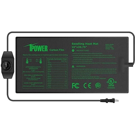 Ipower 10" x 20.75" Carbon Film Seeding Heat Mat with Temperature Adjustable Controller GLHTMTPROSADJ